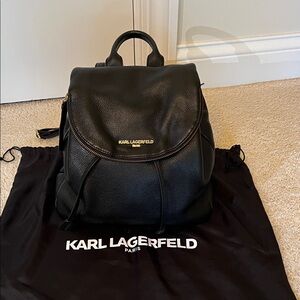 Karl Lagerfeld Black Textured Backpack